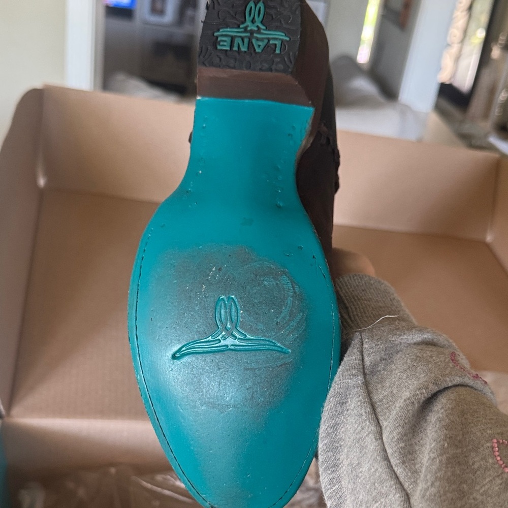 Lane Plain Jane Rustic Brown Heeled Western Boots cognac - Picture 7 of 10